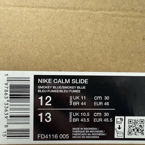 NEW Nike Men’s Calm Slide Sandals Smokey Blue FD4116-005